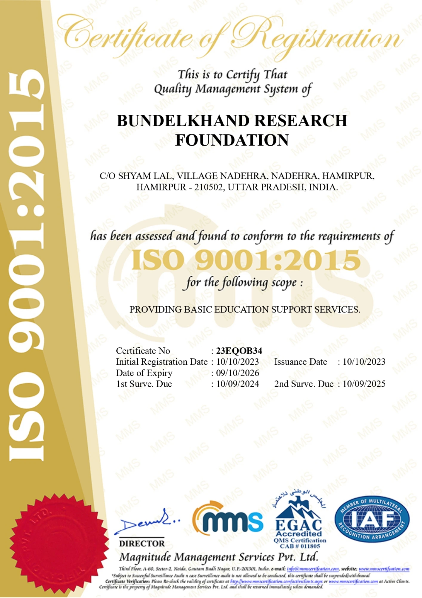 ISO 9001 : 2015 (IAF)