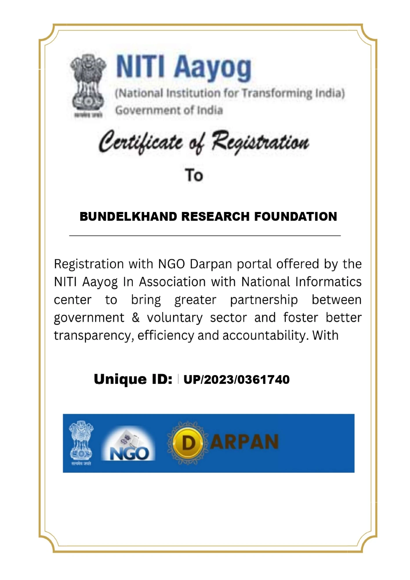 NGO Darpan Reg.